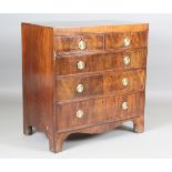 A George III mahogany chest of two short and three long drawers, on bracket feet, height 95cm, width