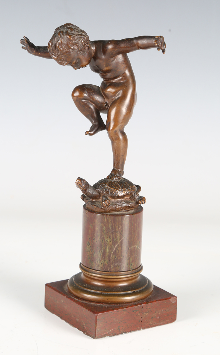 Otto Geyer - a late 19th/early 20th century German brown patinated bronze figure of a putto