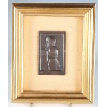 An Art Deco cast bronze rectangular plaque, decorated in relief with a couple in a loving embrace,