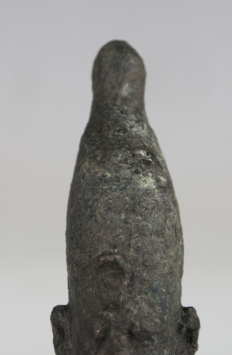 An Egyptian bronze head and shoulders bust of Osiris, height 6.5cm, mounted within a detailed - Image 7 of 8