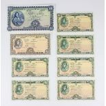 A collection of Irish banknotes, comprising a Central Bank of Ireland ten pounds note, dated '15.