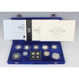 An Elizabeth II Royal Mint United Kingdom Millennium Silver Collection deluxe proof thirteen-coin