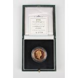 An Elizabeth II Royal Mint gold proof two pounds 1996 marking 'A Celebration of Football', cased