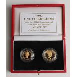 An Elizabeth II Royal Mint gold proof two-coin set 1997, comprising half-sovereign and Britannia