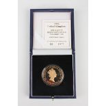 An Elizabeth II Royal Mint gold proof crown 1996 commemorating Her Majesty the Queen's 70th