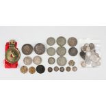 A collection of British silver coinage, including a George III crown 1819, a Victoria Old Head