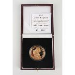 An Elizabeth II Royal Mint gold proof crown 1997 commemorating the Golden Wedding Anniversary of Her