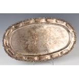 A Mexican sterling silver oval dish with cast foliate scroll rim, detailed 'Milton Juarez 48