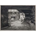 Edward Millington Synge - 'Courtyard, Paris', early 20th century etching, signed in pencil, 16cm x