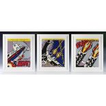 After Roy Lichtenstein - 'As I Opened Fire' (Poster Triptych), three 20th century offset