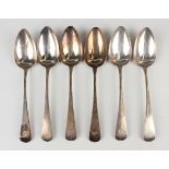 A set of six George III silver Old English pattern dessert spoons, London 1817 by Solomon Hougham,