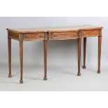 A 20th century George III style mahogany serving console table, fitted with three drawers, height