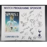 A Tottenham Hotspur display board bearing the autographs of the 2014-15 season team, 41cm x 51cm.