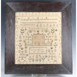 An early Victorian needlework sampler by Susannah Jones, aged 13 and dated 1844, worked in