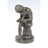 After the antique - Spinario or Boy with Thorn, a late 19th/early 20th century patinated bronze