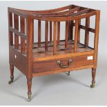 A 19th century mahogany three-division Canterbury, fitted with a single drawer, height 52cm, width