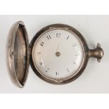 A George III silver hunting cased keywind gentleman's pocket watch, the gilt fusee movement with