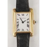 A Jaeger-LeCoultre 18ct gold rectangular cased lady's wristwatch with signed jewelled 946 caliber