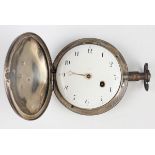 A George III silver hunting cased keywind pocket watch, the gilt fusee movement with verge