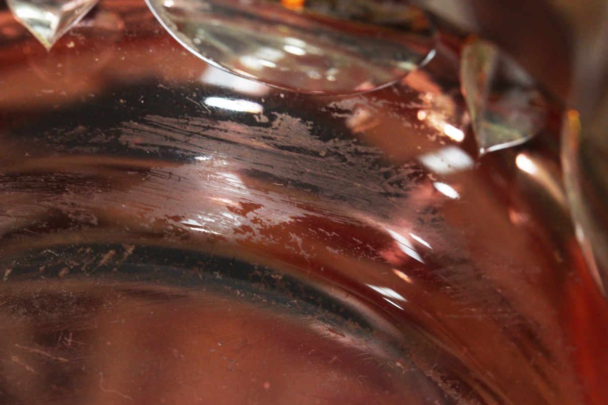 A pair of pale cranberry and amber flashed cut glass vases, probably Continental, 20th century, of - Image 2 of 10