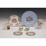 A Ridgway porcelain armorial saucer dish, mid-19th century, printed to the centre with the