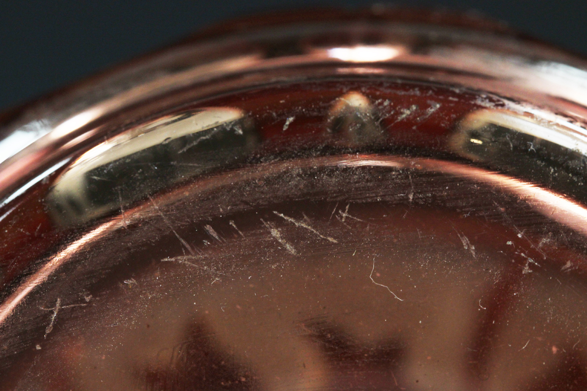 A pair of pale cranberry and amber flashed cut glass vases, probably Continental, 20th century, of - Image 6 of 10