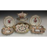 A group of Ridgway dessert wares, circa 1815-30, including a sauce tureen with integral stand and