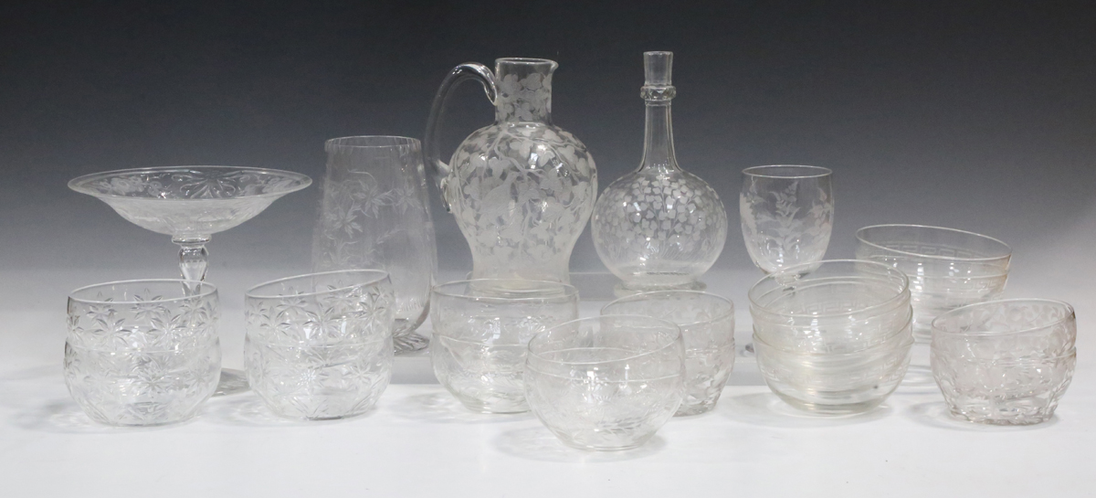 A large mixed group of mostly serving and table glassware, late 19th and early 20th century, the - Image 2 of 6