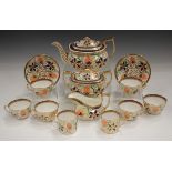 A Ridgway Imari decorated part service, circa 1815, pattern No. 435, with iron red pine cones and