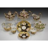 A Ridgway relief moulded three-piece tea service, circa 1820, pattern No. 2/835, painted with floral