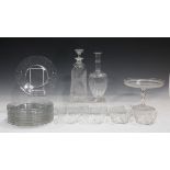A large mixed group of mostly serving and table glassware, late 19th and early 20th century, the