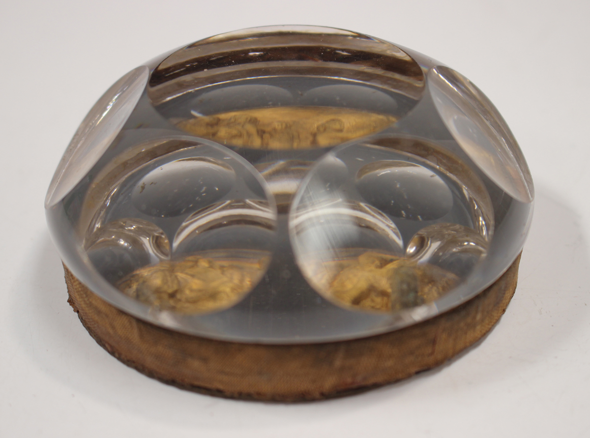 A Pinchbeck faceted glass paperweight, 19th century, depicting a figural pastoral scene, diameter - Image 5 of 5