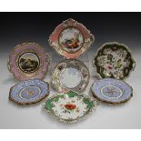 A mixed group of mostly Ridgway porcelain cabinet plates and dessert wares, 19th century,