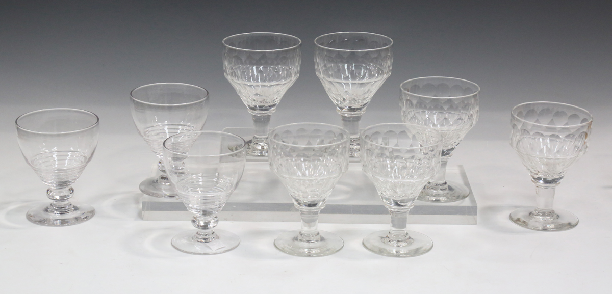 A mixed group of glassware, 18th century and later, including an engraved German soda glass wine - Image 2 of 11
