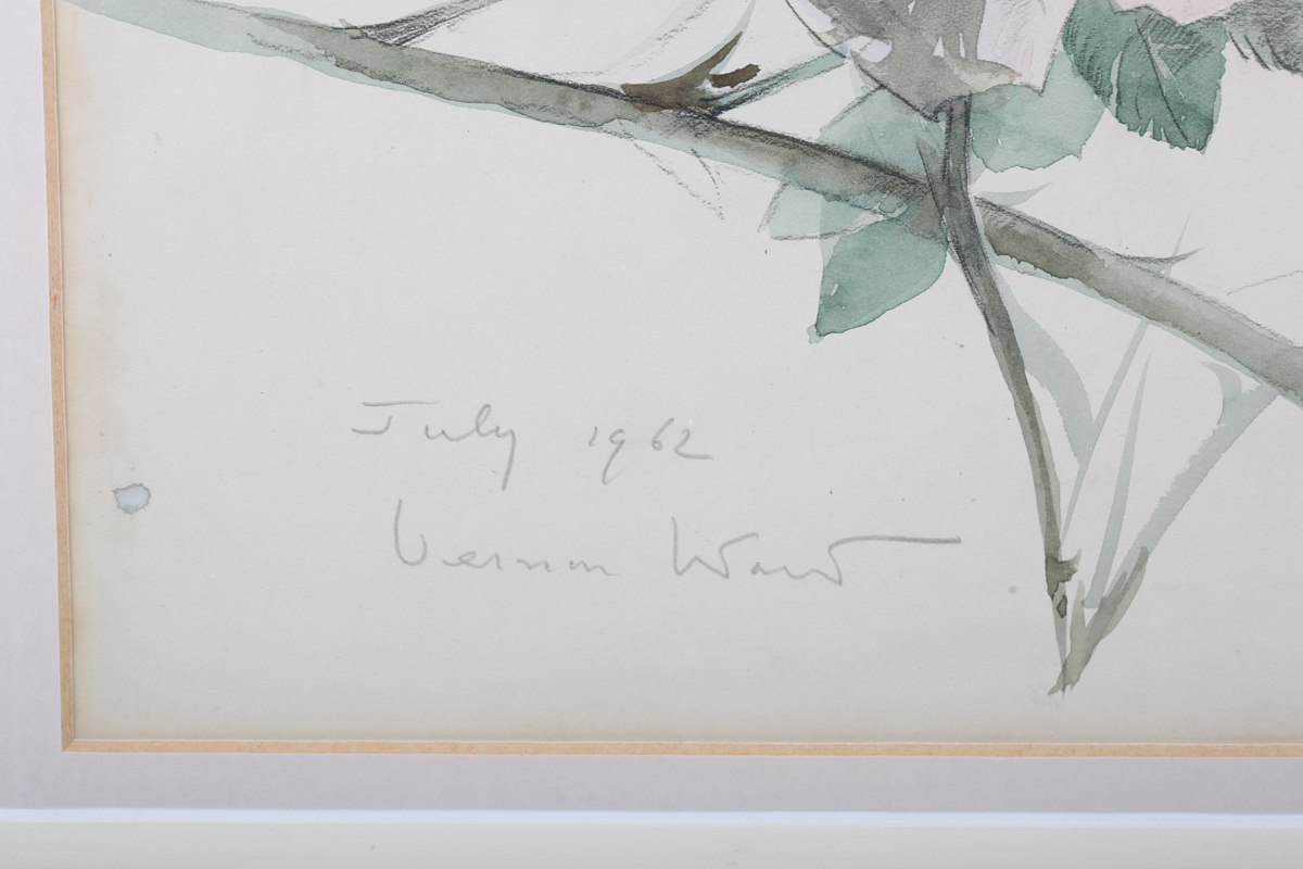 Vernon de Beauvoir Ward - 'Pink Roses' and 'Red Roses', a pair of watercolours, both signed and - Image 4 of 10