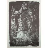 John Piper - Exton, Rutland: Monument by Grinling Gibbons, 1686, colour lithograph circa 1964,