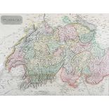 John Thompson - 'Swisserland' (Map of Switzerland), engraving with later hand-colouring, published