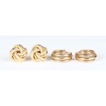 A pair of 18ct gold earstuds in an interwoven partly textured design, weight 5.3g, length 1.6cm, and