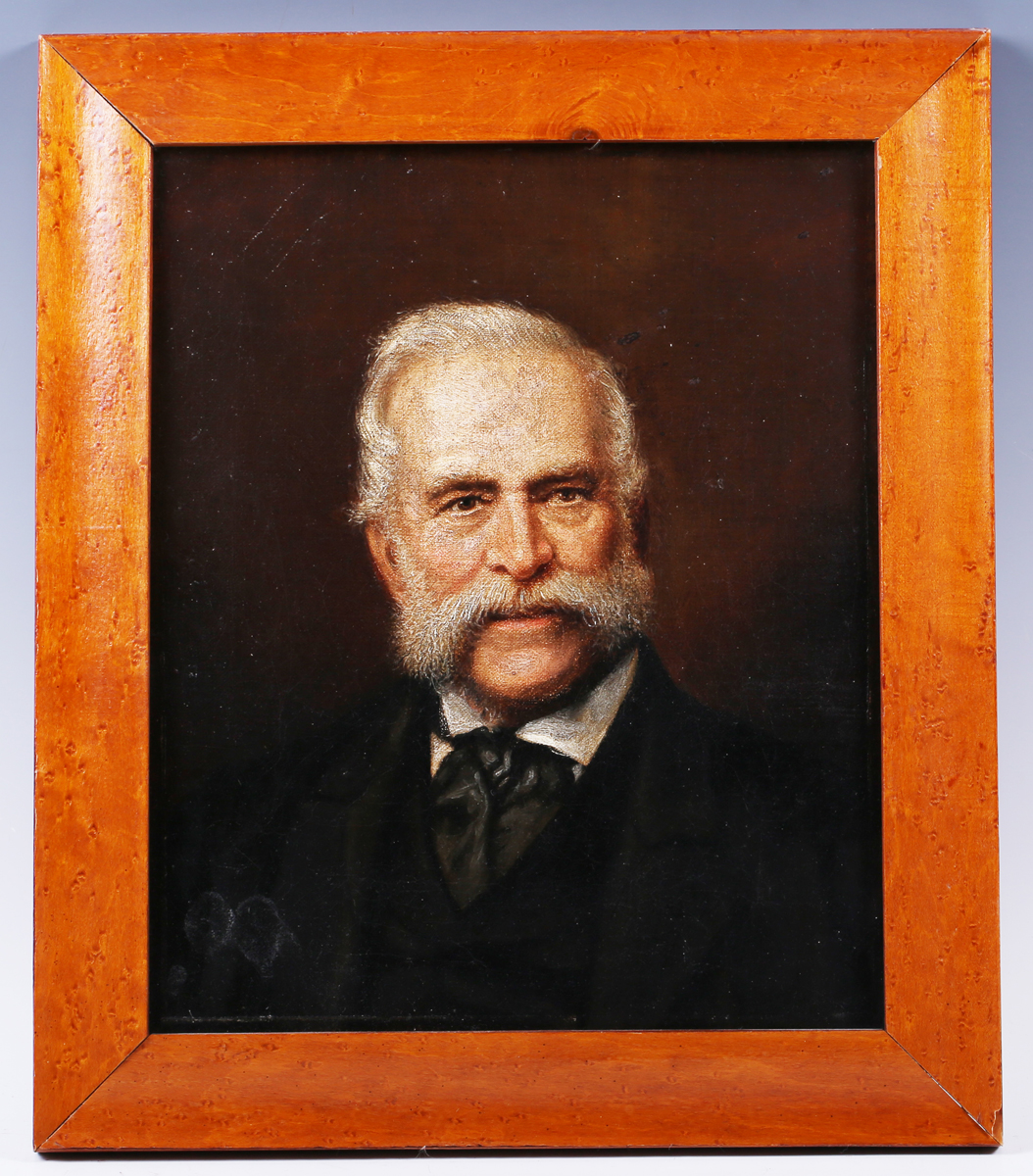 Continental School - Half Length Portrait of a Gentleman with a Handlebar Moustache, wearing a Black - Image 6 of 6