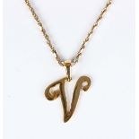A two colour gold ropetwist link necklace, the sprung hook shaped clasp detailed '10K', weight 7.9g,