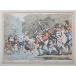 Thomas Rowlandson - 'Soldiers on a March', etching with later hand-colouring, published by