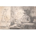 Rembrandt van Rijn - The Golf or Kolf Player (Het Klosbaantje), etching on laid paper, circa 1654,