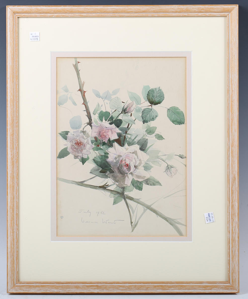 Vernon de Beauvoir Ward - 'Pink Roses' and 'Red Roses', a pair of watercolours, both signed and - Image 5 of 10