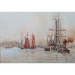 Charles John de Lacy - Shipping in the Pool of London, late 19th/early 20th century watercolour,
