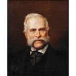 Continental School - Half Length Portrait of a Gentleman with a Handlebar Moustache, wearing a Black