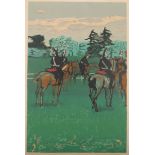 Maurice Brianchon - Mounted Cavalry, colour lithograph circa 1954, signed and editioned 43/50 in