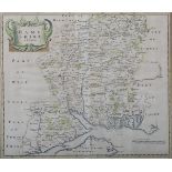 Robert Morden - 'Hampshire' (Map of the County), 18th century copper engraving with hand-colouring