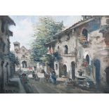 Riva, possibly Egidio - Italian Street Scene, oil on canvas laid on board, signed and dated '40,