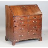 A George III mahogany bureau, height 113cm, width 101cm, depth 56cm.Buyer’s Premium 29.4% (including