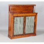 A Regency rosewood chiffonier, the shelf back above a pair of glazed doors, height 121cm, width